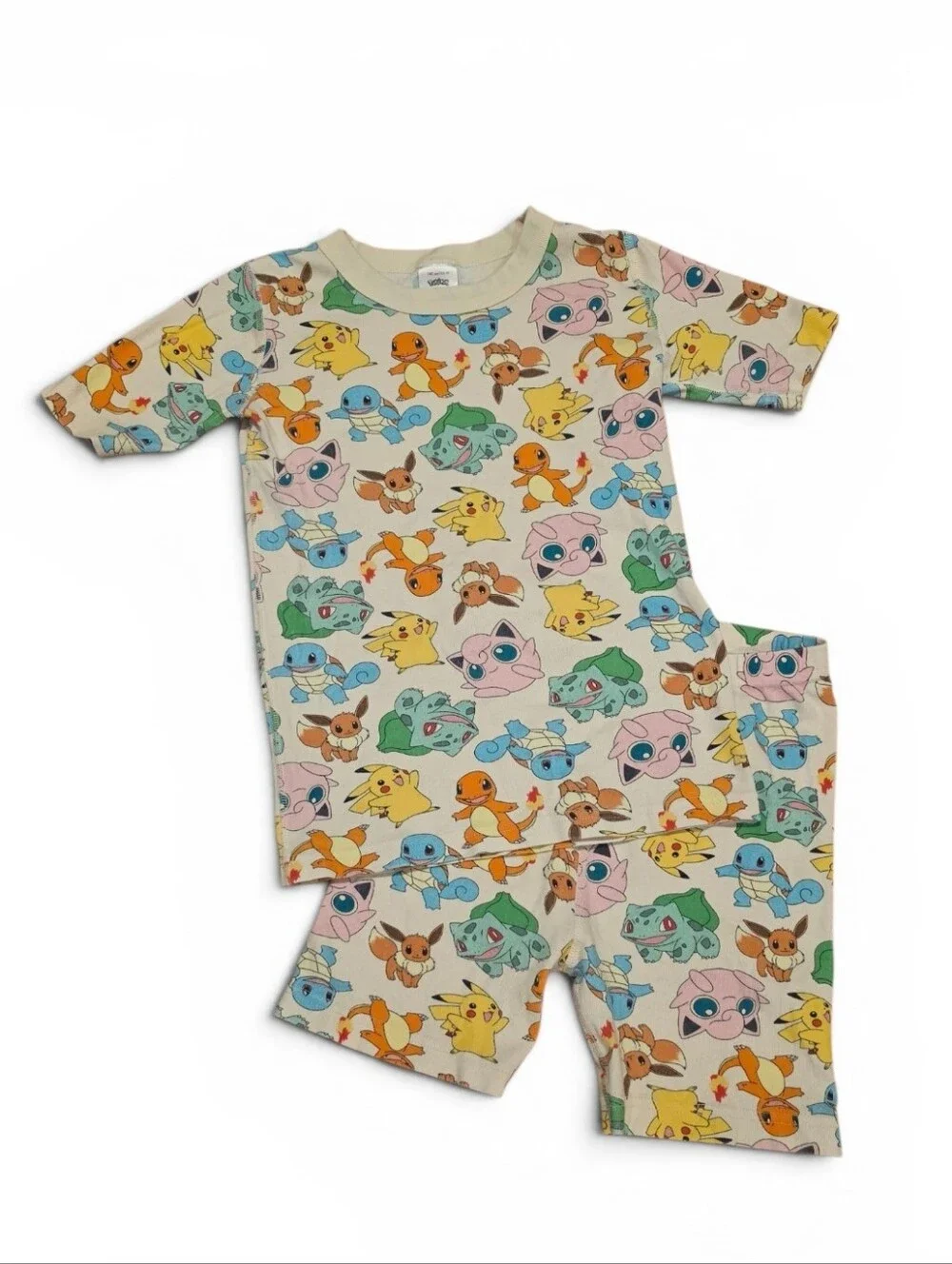Hanna Andersson Beige Pokeman Short John Pajama Set Size 140 - Picture 1 of 13